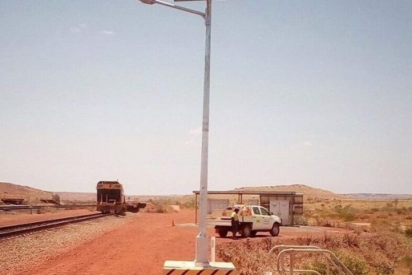 temporary lighting on concrete block RIO Tinto